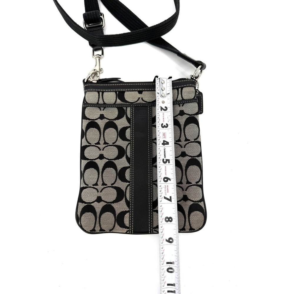 Coach Signature Jacquard North South Swingpack Crossbody Bag Black Vtg Leather - Picture 13 of 13